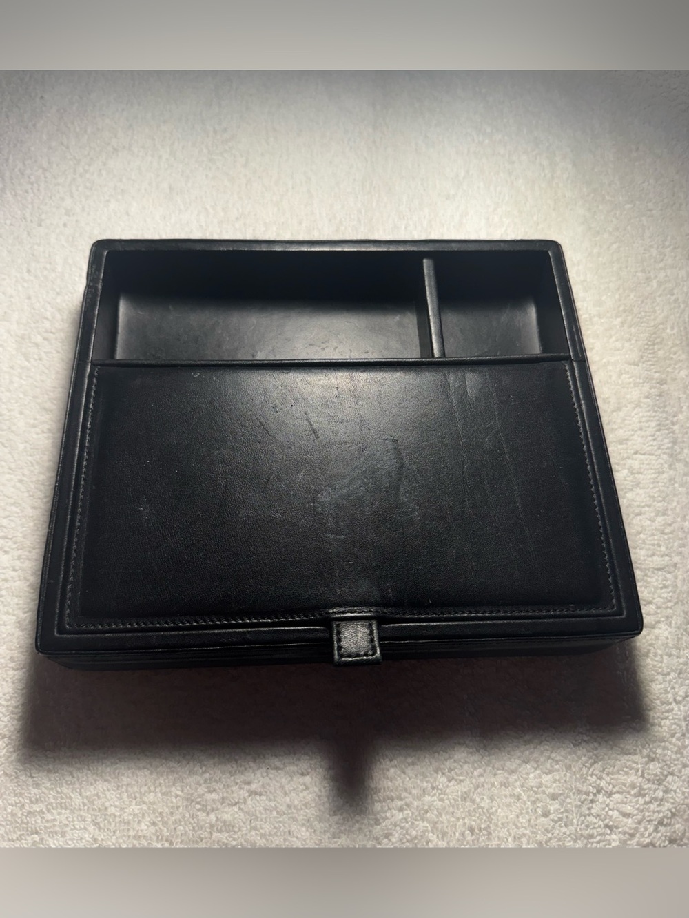 Vintage COACH Black Leather Valet with Suede Lining Jewelry Box